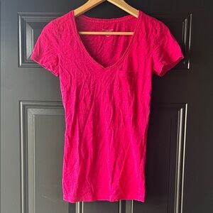 Victoria's Secret Hot Pink V-Neck Tee